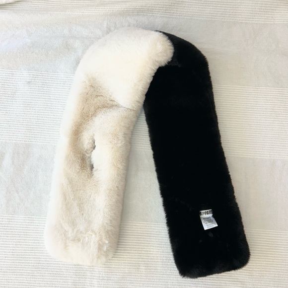 Apparis Faux Fur Layne Stole Black and White Soft Plush Scarf - Picture 7 of 9